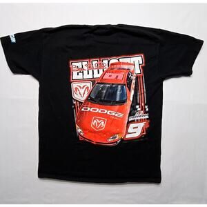 Vintage NASCAR Dodge Graphic Tee Black Large Bill Elliott Racing Shirt 90s